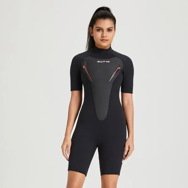 3MM Neoprene Wetsuit Men's One-piece Short Sleeve Thickened Cold Insulation Diving Suit Women's Surf Snorkel Sunscreen Swimsuit - Image 5