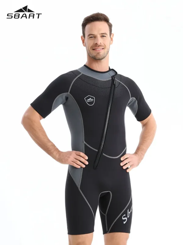 1.5mm Neoprene Mens Diving Suit Adults One-piece Wetsuit Front Zipper Cold-proof Short Sleeve Swimming Suit Kayak Surf Sports - Image 5