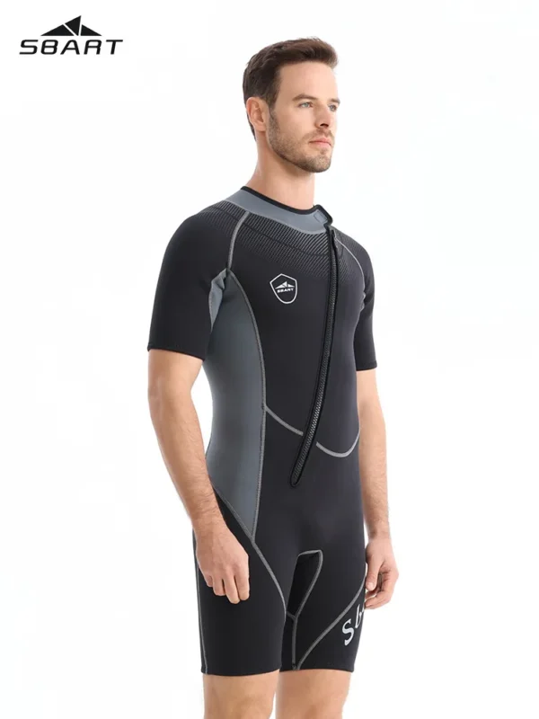 1.5mm Neoprene Mens Diving Suit Adults One-piece Wetsuit Front Zipper Cold-proof Short Sleeve Swimming Suit Kayak Surf Sports - Image 2