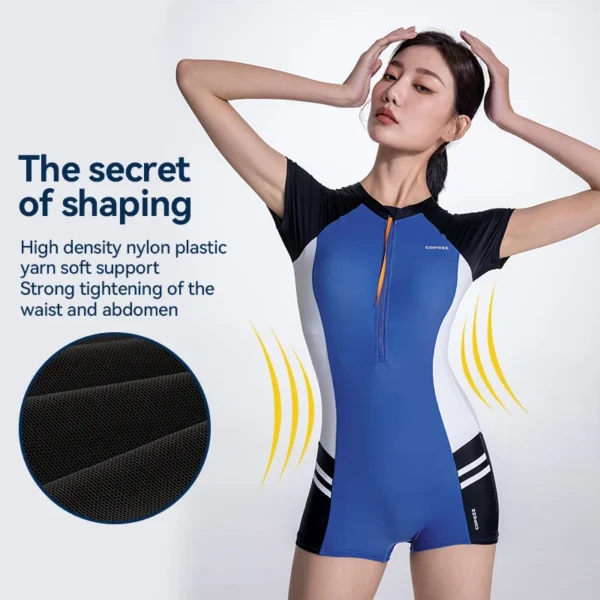 COPOZZ Women's Swimsuit Anti UV One-piece Swimwear UPF 50+ Diving Wetsuit Thin Rash Guard Zipper Snorkeling Swim Surf Suit - Image 4