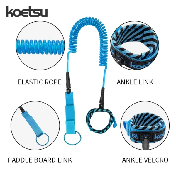 KOETSU Sup Board Leash 7MM 2.6ft/9.8ft TPU Stand Up Paddleboard Ankle Rope Surfing Board Foot Leash Hidden Pocket in water - Image 4