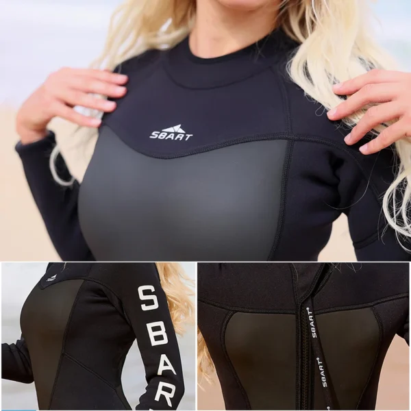 Sbart 3mm Neoprene Diving Wetsuit Women Swimsuit Winter Keep Warm Scuba Snorkeling Suit Spearfishing Underwater Plus Size 1511F - Image 3