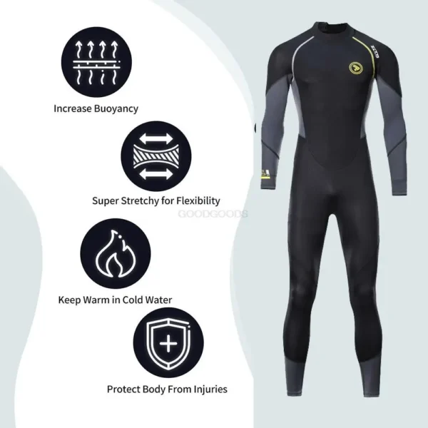 1.5MM Neoprene Wetsuit Men Diving Suit For Snorkeling Scuba Diving Swimming Kayaking Kite Surfing Full Wetsuit Fleece Lining - Image 2