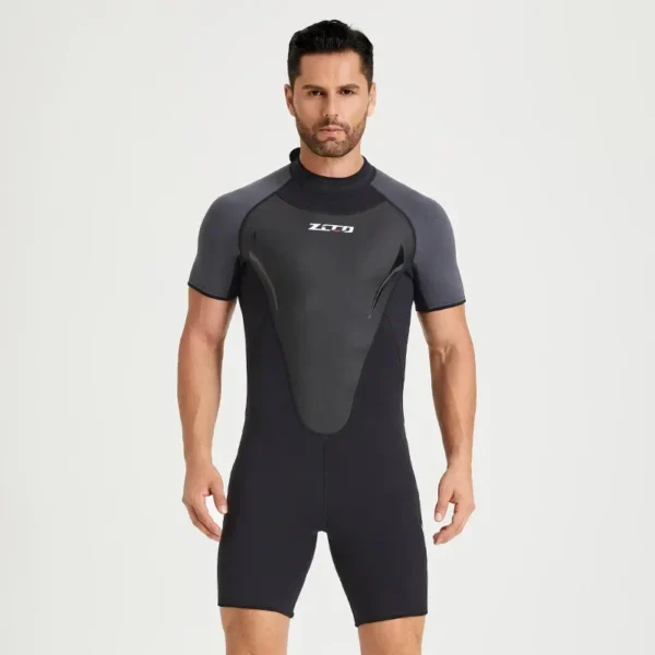 3MM Neoprene Wetsuit Men's One-piece Short Sleeve Thickened Cold Insulation Diving Suit Women's Surf Snorkel Sunscreen Swimsuit - Image 4