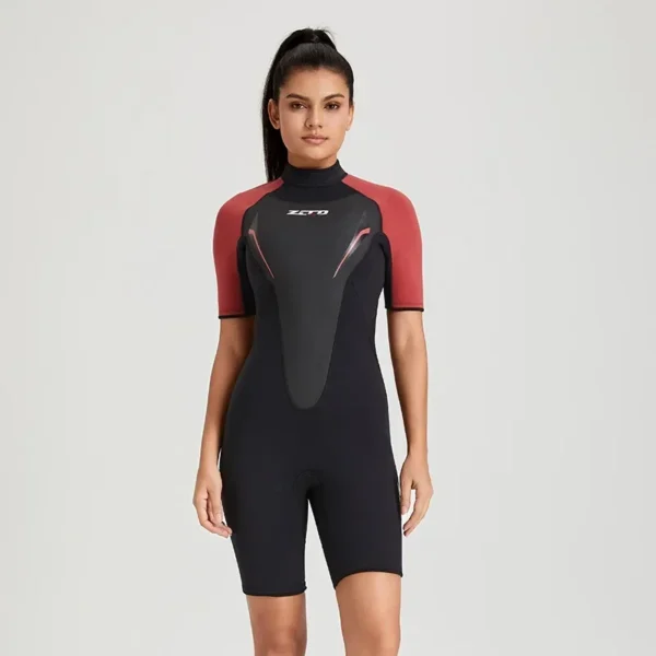 3MM Neoprene Wetsuit Men's One-piece Short Sleeve Thickened Cold Insulation Diving Suit Women's Surf Snorkel Sunscreen Swimsuit - Image 2