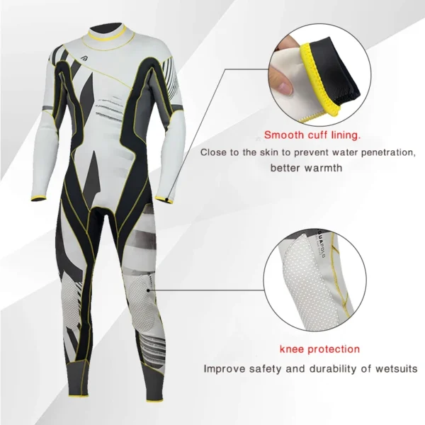 3MM Neoprene Men Wetsuit Swimming Surfing Scuba Diving Snorkeling Warm One-piece Long-sleeved Swimsuit Front Zipper Diving Suit - Image 5