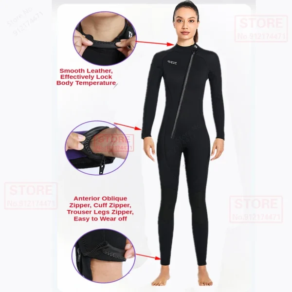 Premium 3MM Neoprene Wetsuit Men One-Piece Suits Keep Warm Surf Scuba Diving Suit Fishing Spearfishing Kitesurf Women WetSuit - Image 2