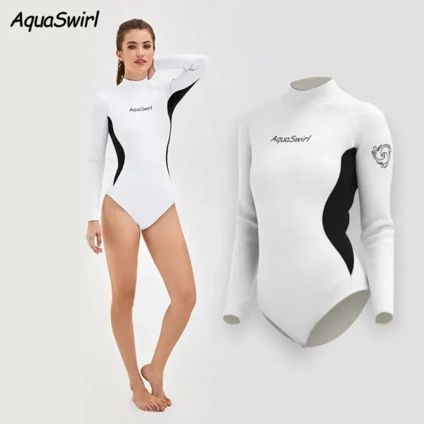 Women 2.5mm Neoprene Snorkeling Wetsuit Long Sleeve Surfing Clothes Anti-cold CR Bikini Swimwear Scuba Dive Free-diving Suit