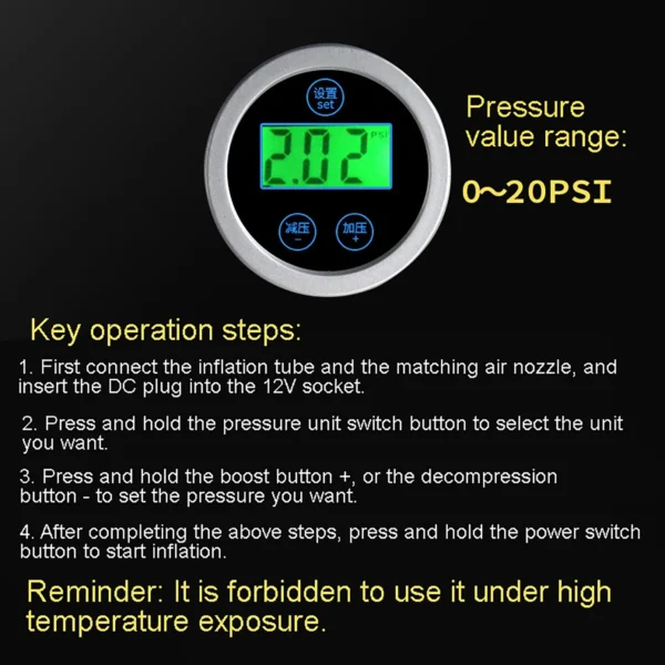 12V 20PSI Electric SUP Air Pump Quick Air Inflator with Digital Display for Inflatable SUP Stand Up Outdoor Paddle Board Boat - Image 4