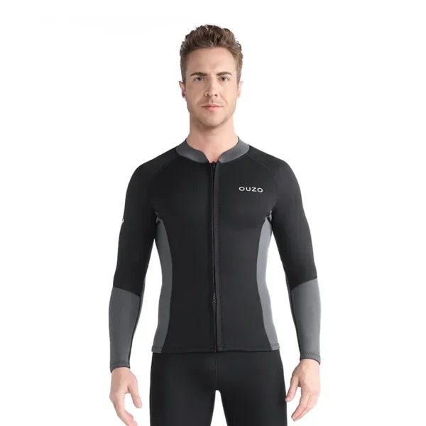 Men's 1.5mm Neoprene Wetsuit Top Anti-jellyfish Surfing Diving Swimming Swimsuit Long-Sleeve Warm Top Sweating Sauna Yoga Jacket - Image 3